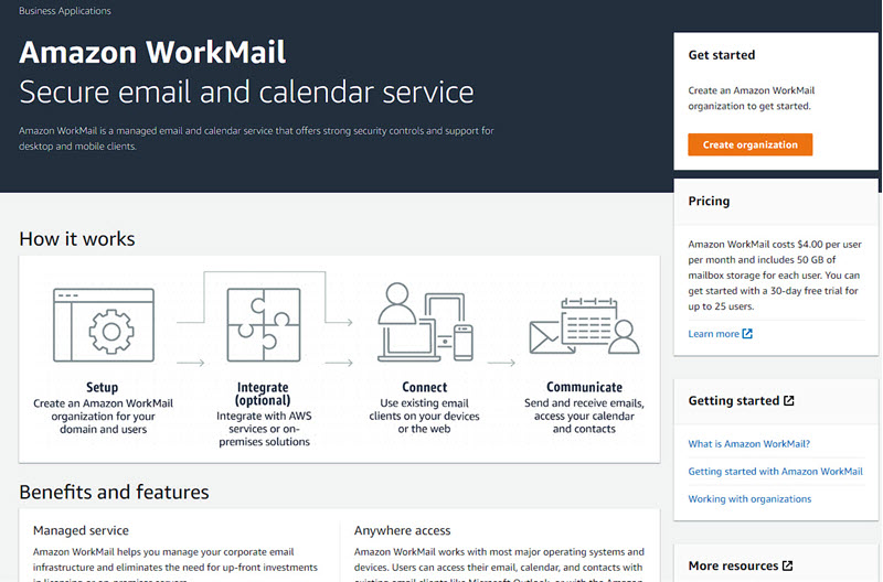 Amazon workmail